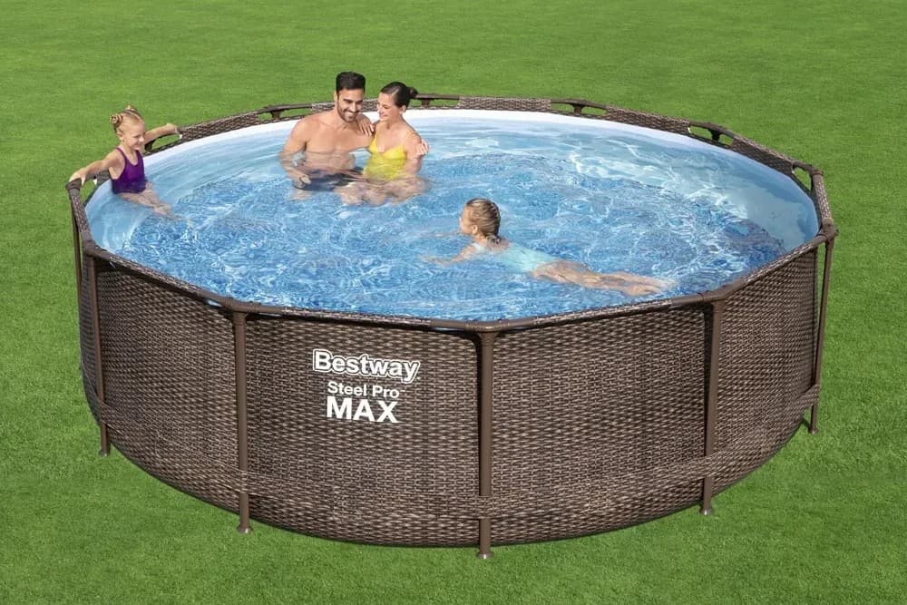 Basen na stelażu Steel Pro Max rattan okrągły - śr. 366 cm, wys. 100 cm