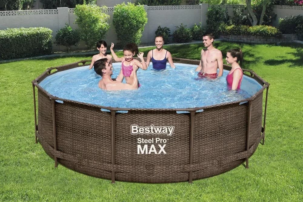 Basen na stelażu Steel Pro Max rattan okrągły - śr. 366 cm, wys. 100 cm