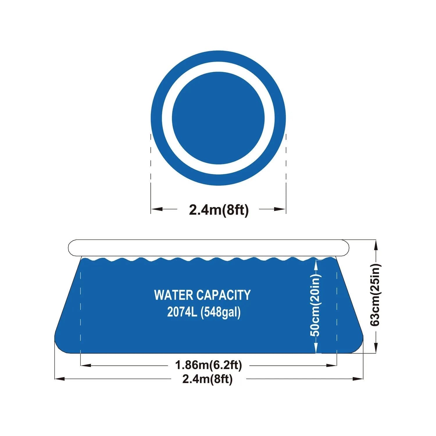 Basen rozporowy z kołnierzem dmuchanym - śr. 240, wys. 63 cm