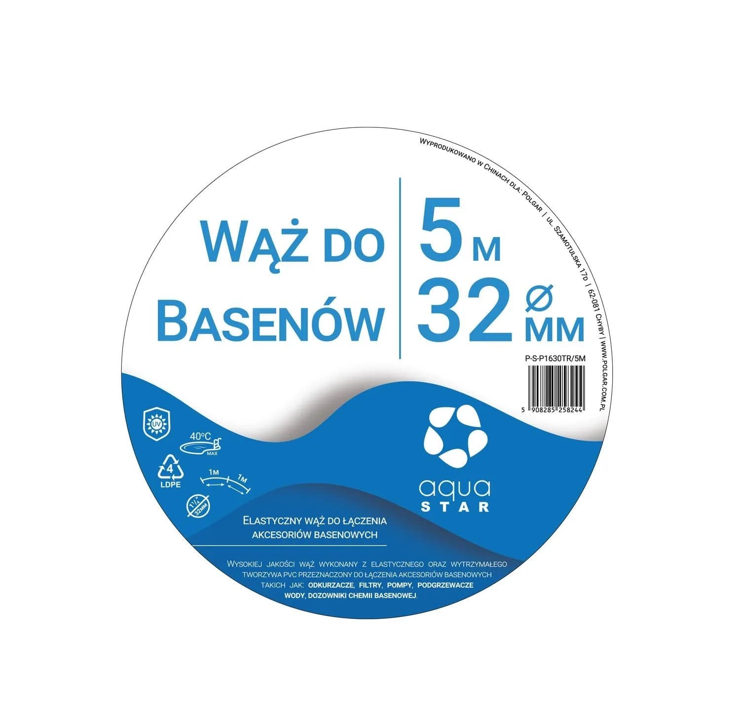 Wąż do filtrów basenowych transparentny - 5 m
